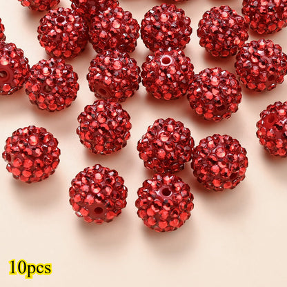 10pcs/set 16mm Random Resin Bayberry Ball Rhinestone Beads