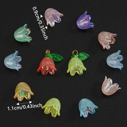 50/100-Piece Multicolor AB Acrylic Lily of the Valley Charms