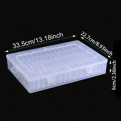 64-Grid Clear Plastic Storage Box with Adjustable Dividers