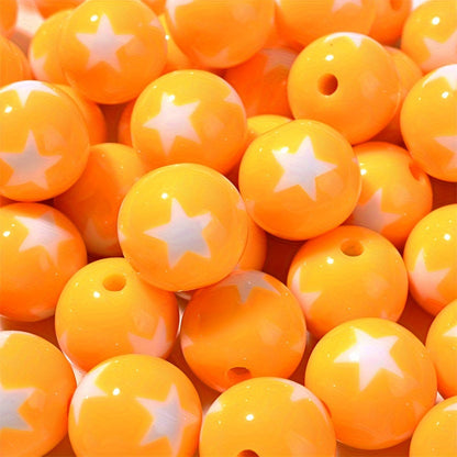 16mm 10pcs Acrylic Round Spacer Beads with Star Pattern