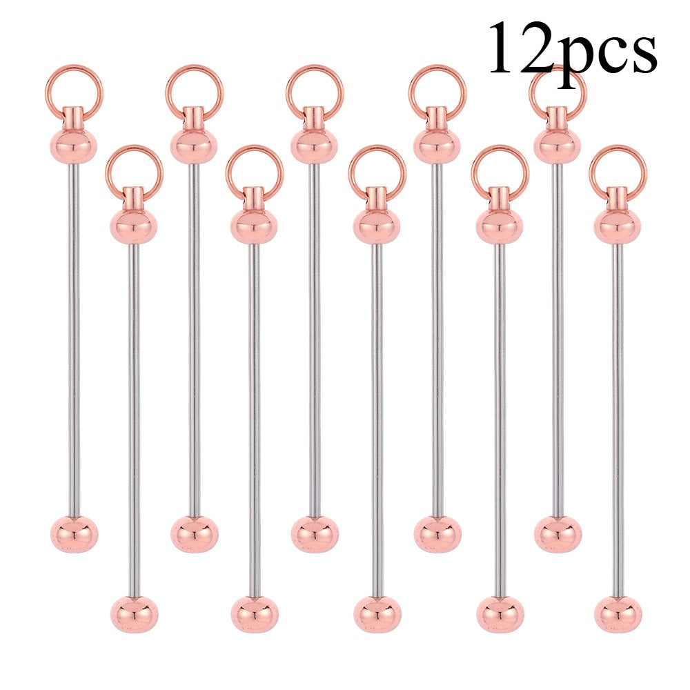Metal Blank Bar Beadable Keychain Set