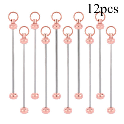 Metal Blank Bar Beadable Keychain Set