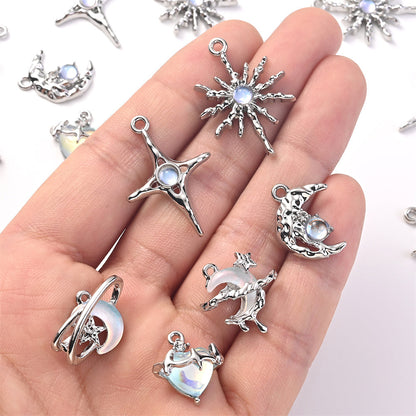 12PCS Blue Star & Moon Enamel Charm Set