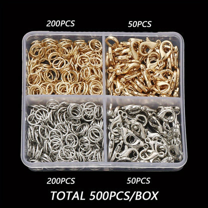 500-Piece Gold and Silver Lobster Clasp & Jump Ring Set