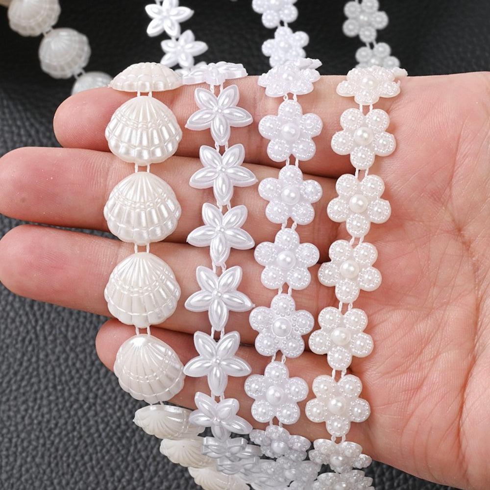 2m Imitation Pearl & Shell Rose Flower Bead Chain
