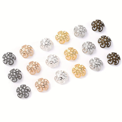 100PCS 8mm Flower Circle Metal-Plated Bead Cap Set