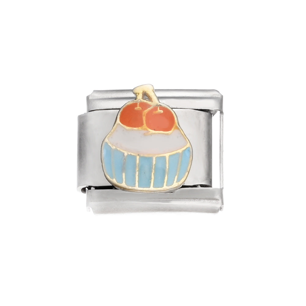 9x10 mm Stainless Steel Birthday Cake Bear Module Charm