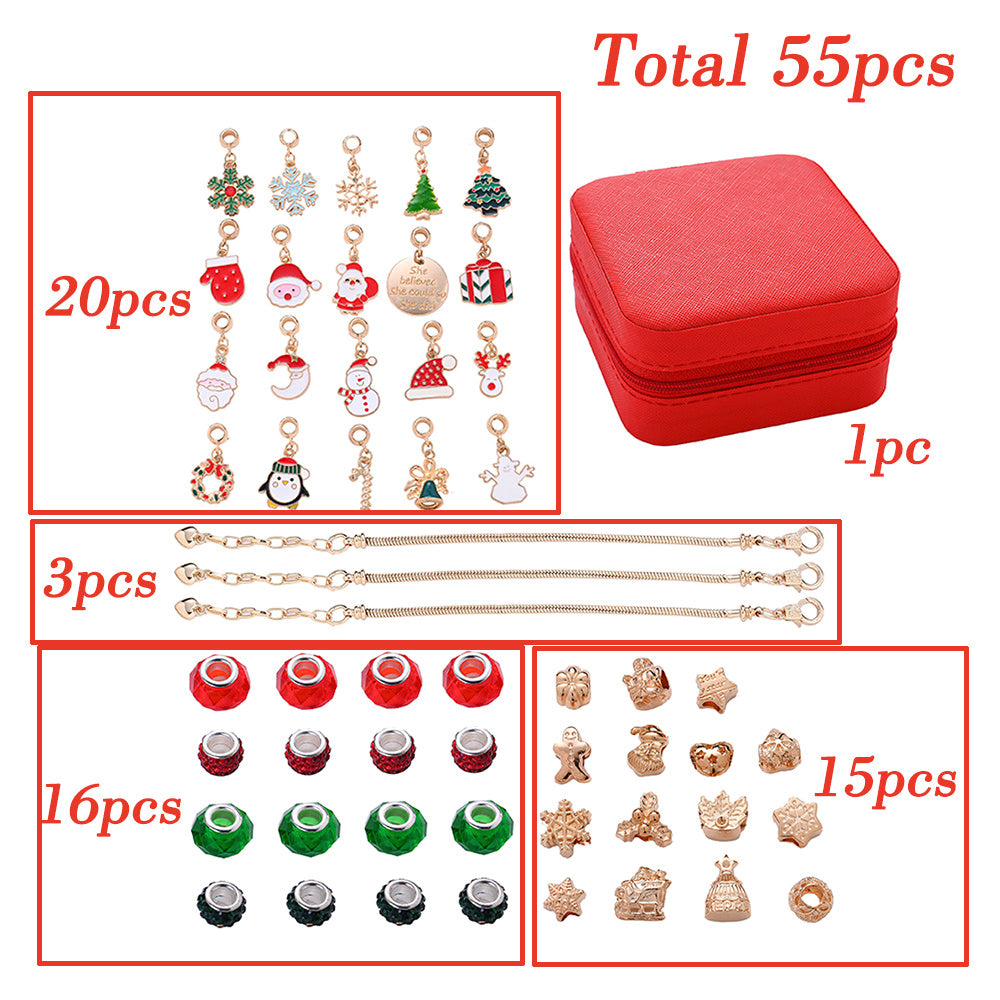 55-Piece Christmas-Themed Bracelet Making Kit