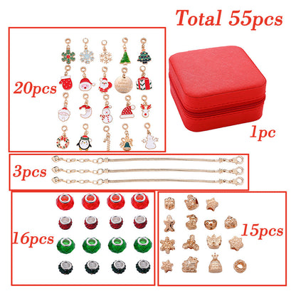 55-Piece Christmas-Themed Bracelet Making Kit