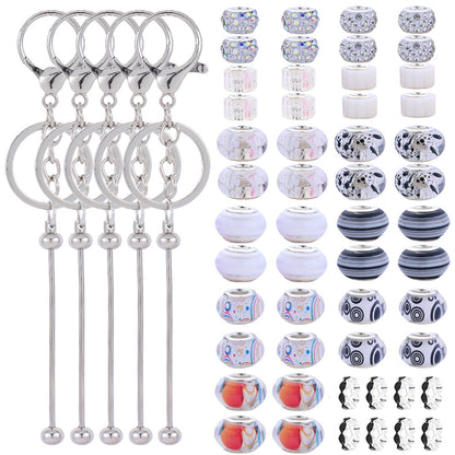 Silver Beaded Keychain Making Kit