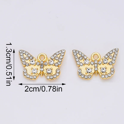 Sparkling Rhinestone Butterfly Pendant Charms