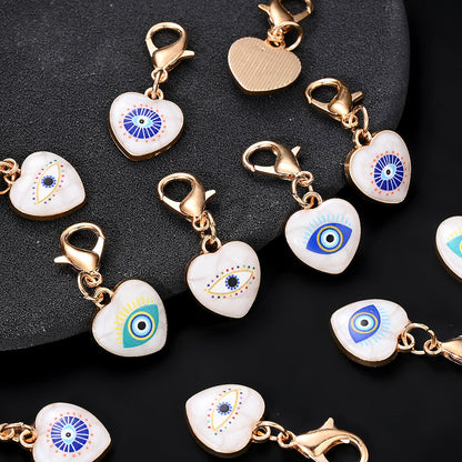 12PCS Blue & White Evil Eye Enamel Keychain Set
