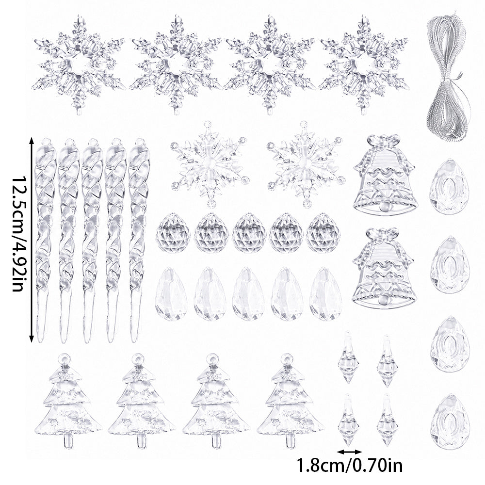 35-Piece Clear Acrylic Christmas Hanging Decorations