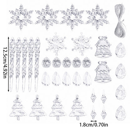 35-Piece Clear Acrylic Christmas Hanging Decorations