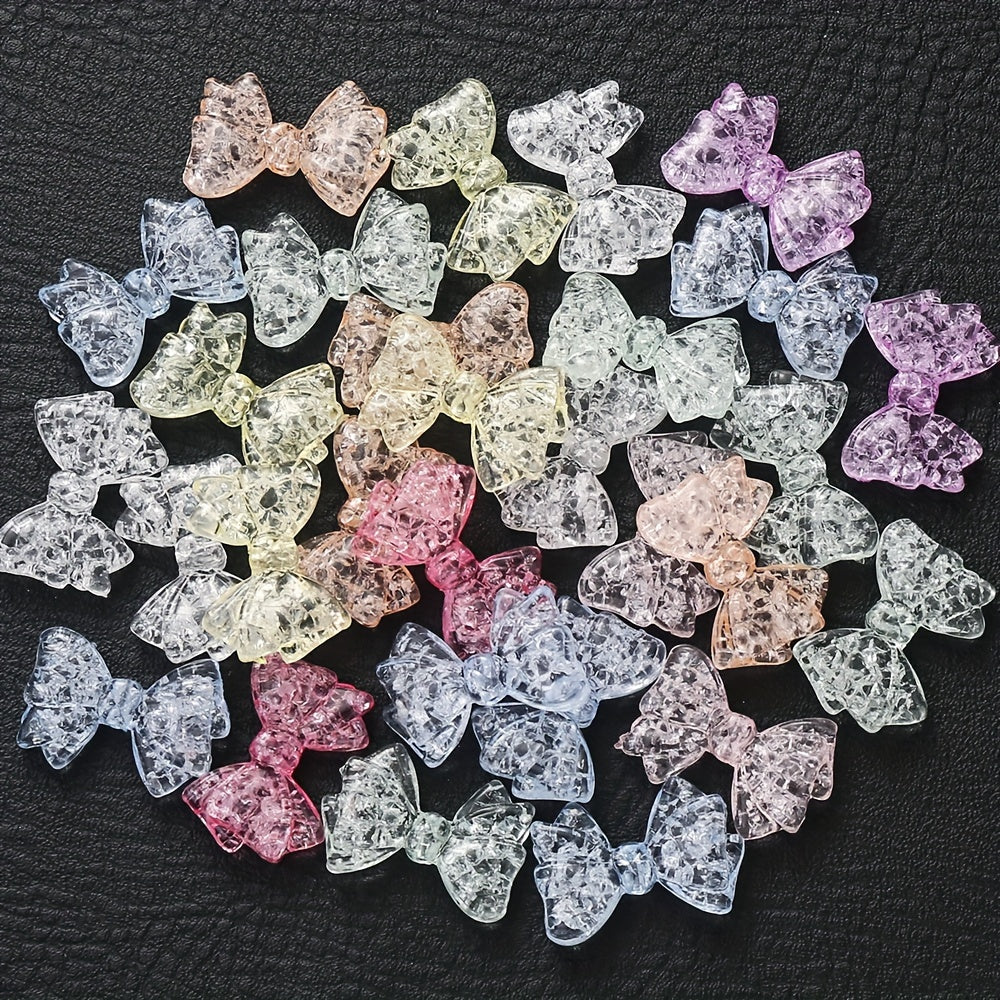 10PCS 21×29mm Sparkling Bow Acrylic Bead Set