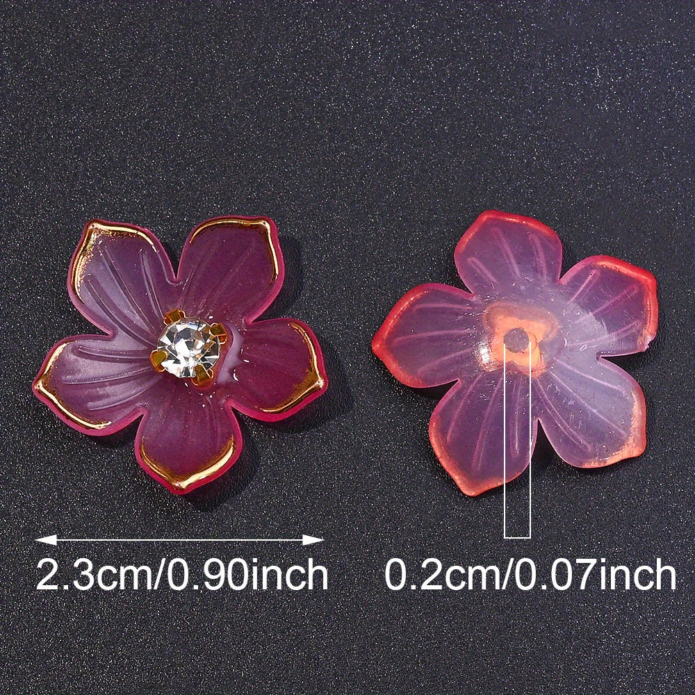 Gradient Five-Petal Flower Acrylic Beads