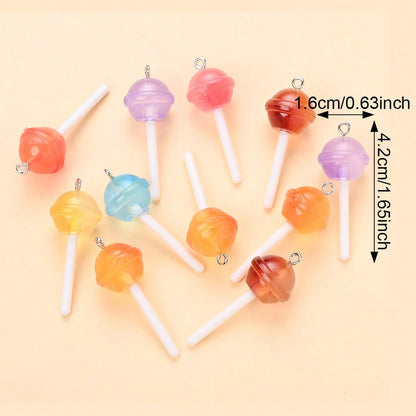 Glow-in-the-Dark Resin Lollipop Heart Star Charms