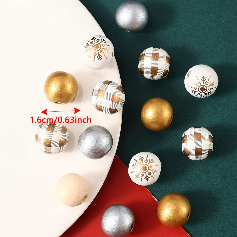Christmas Wooden Round Beads
