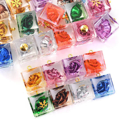 5-Piece Transparent Square Rose Glow Pendants