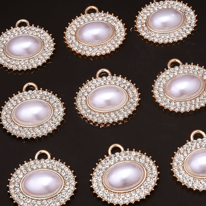 Rose Golden Pearl Rhinestone Pendants