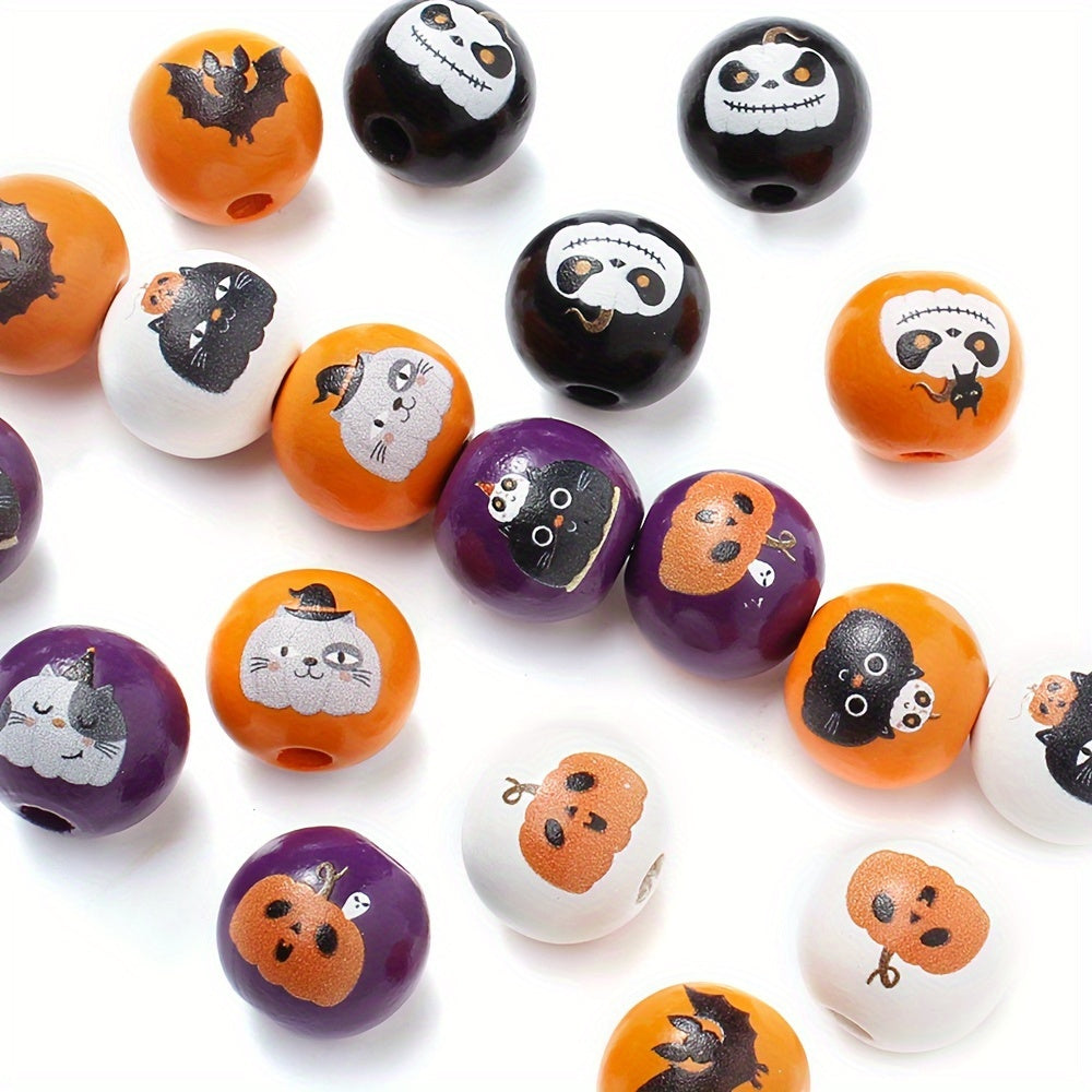 Halloween Bat Black Cat Wooden Spacer Beads