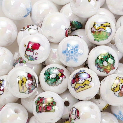 Christmas Printed Acrylic Beads