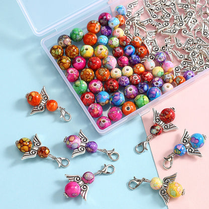 Retro Acrylic Round Bead Set with Tool Accessories