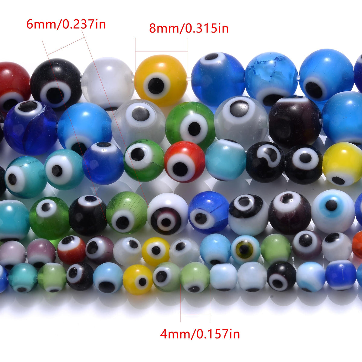 Multi-Colored Evil Eye Glass Beads