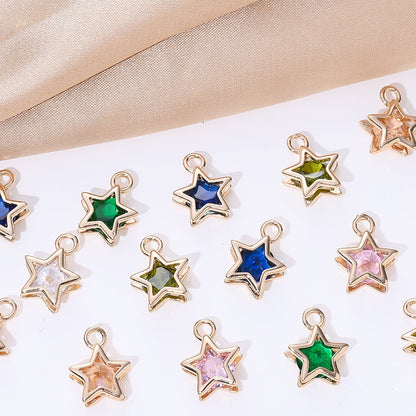 Rhinestone Star Copper Charms