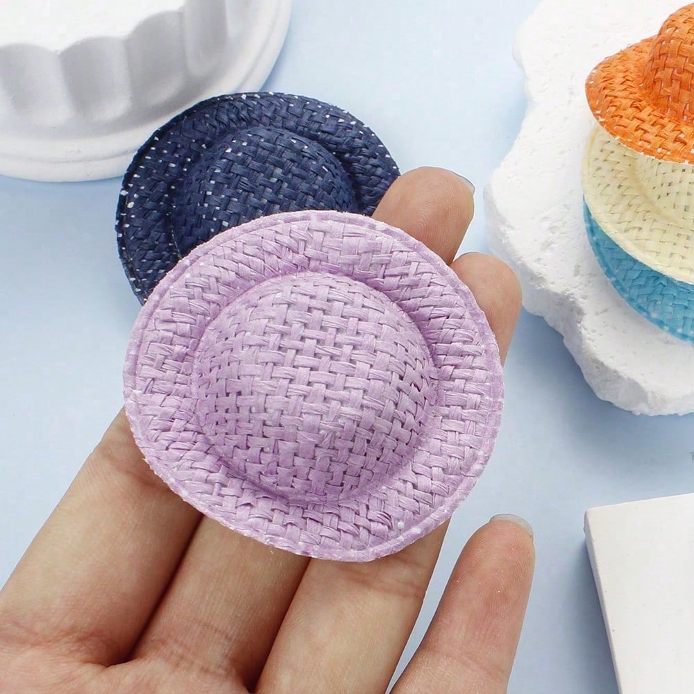30-Piece Miniature Bohemian Straw Doll Hats
