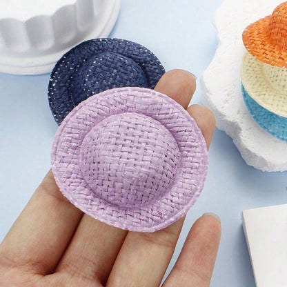 30-Piece Miniature Bohemian Straw Doll Hats