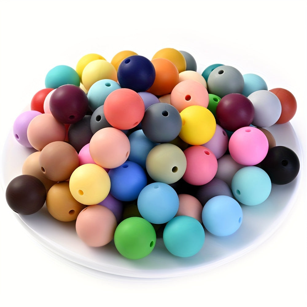 200pcs 15mm Silicone Beads Random Mix Round Spacer Silica Gel Beads