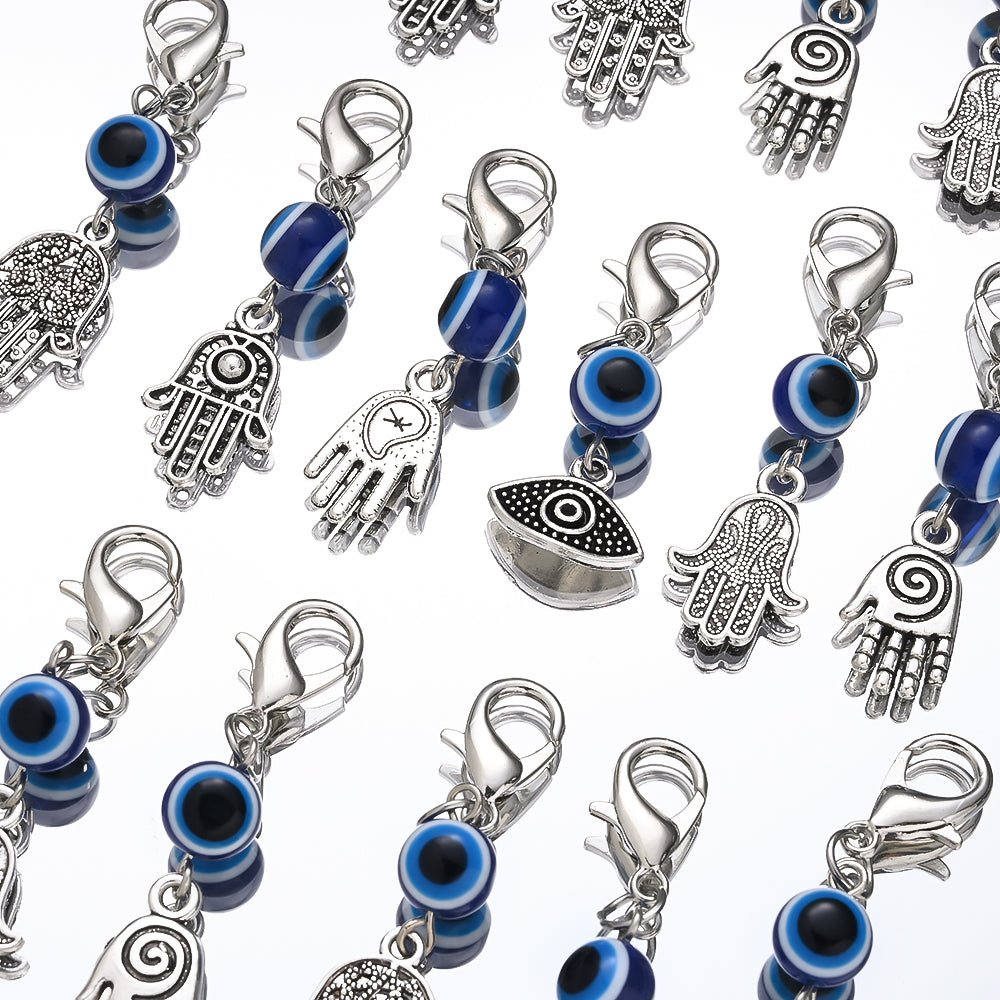 Evil Eye and Hamsa Enamel Pendant Charms