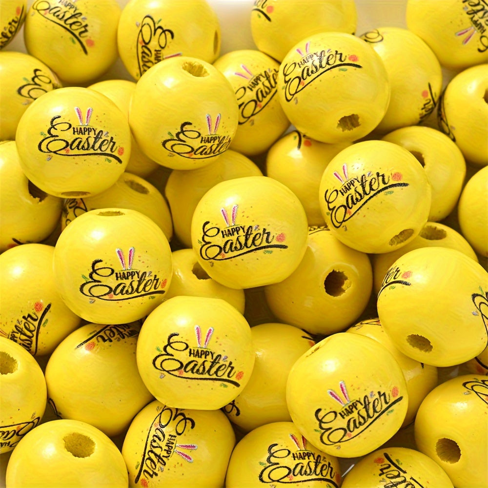 10PCS 16mm Easter-Themed Wooden Bead Set