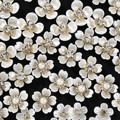 White Rhinestone Five-Petal Flower Patches