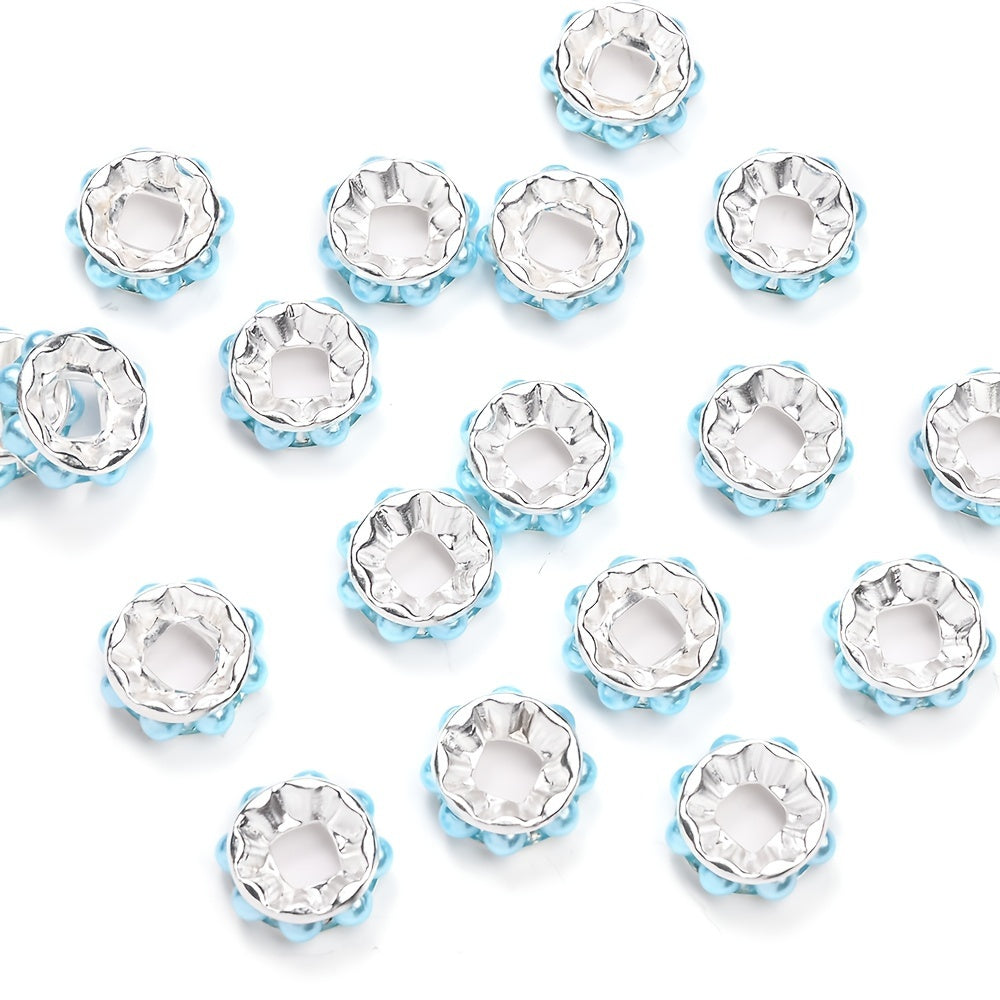 20PCS 12mm Round Acrylic & Rhinestone Spacer Bead Set