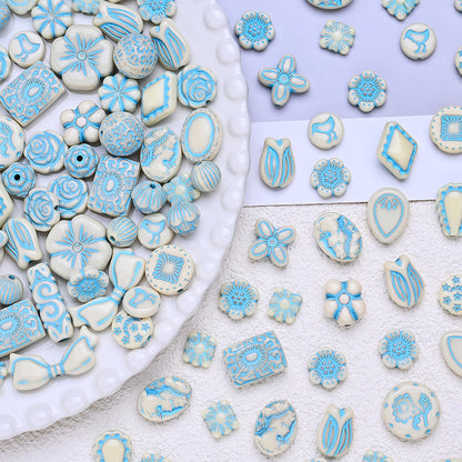 30g/bag Beige Blue Acrylic Decoration Beads