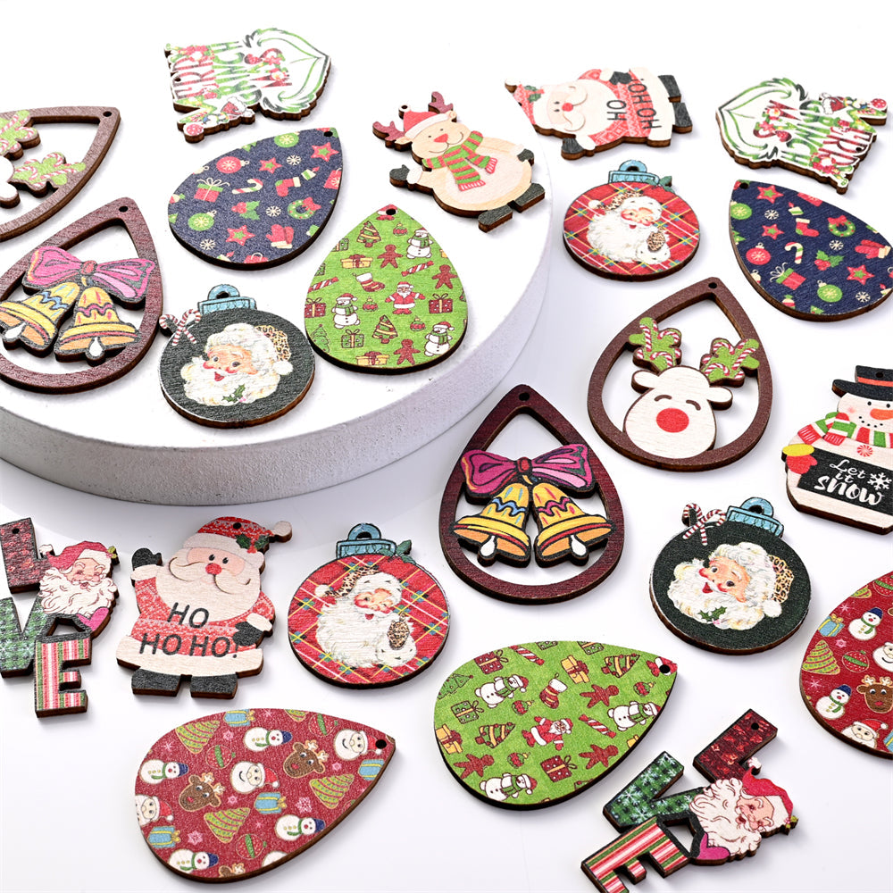 Christmas Painted Wooden Hanging Pendants