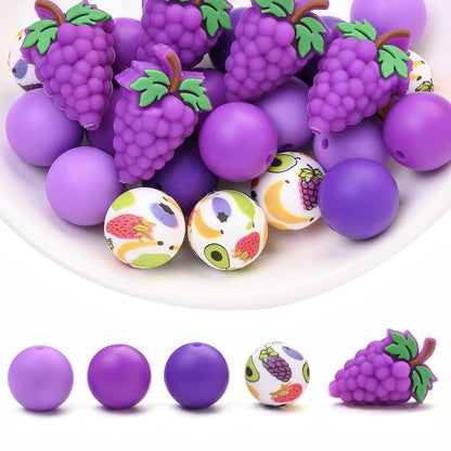 25PCS Fruit Collection Silicone Bead Set