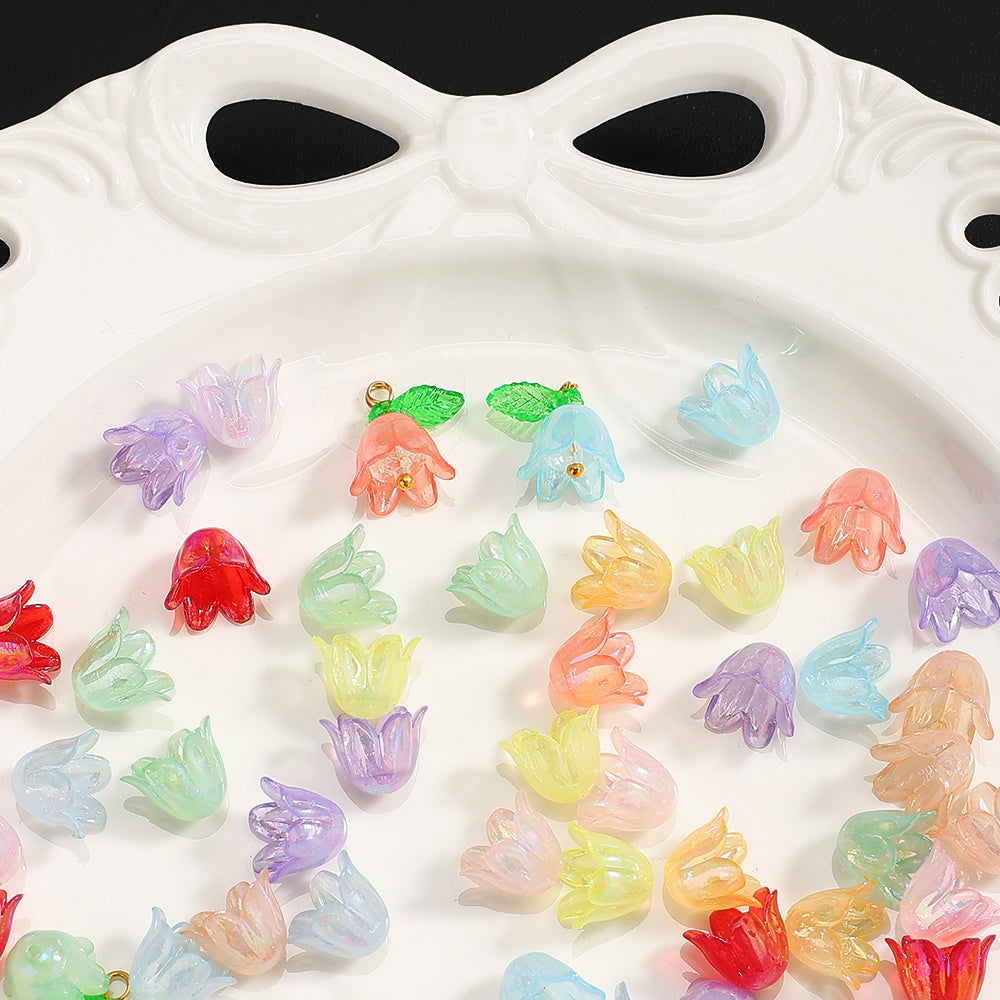 50/100-Piece Multicolor AB Acrylic Lily of the Valley Charms