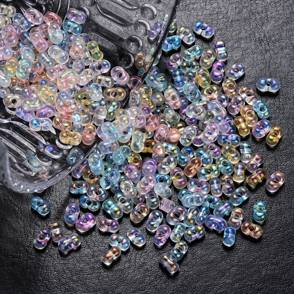 Rainbow Glass Rice Spacer Beads