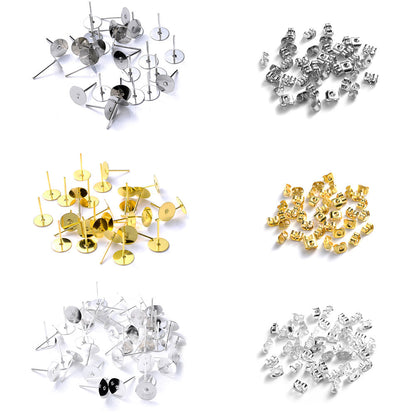 48-Piece Gold & Silver Earring Stud & Back Set