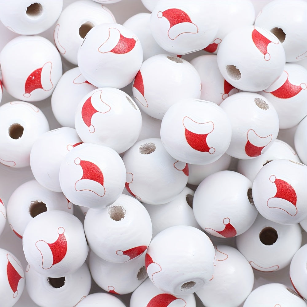 Christmas Wooden Pattern Beads