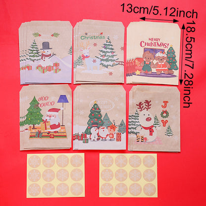Christmas Kraft Paper Gift Bags with Sealing Stickers