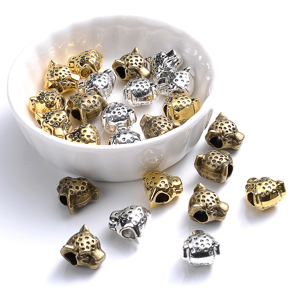 10pcs 12mm Vintage Leopard Head Spacer Beads