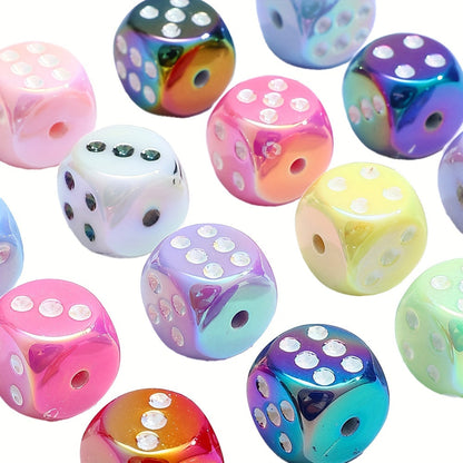 10PCS 14mm Dice-Shaped Acrylic Bead Set