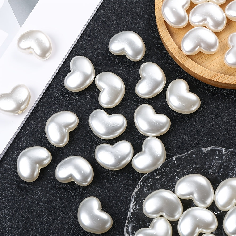 10PCS 16×21mm White Heart Acrylic Bead Set