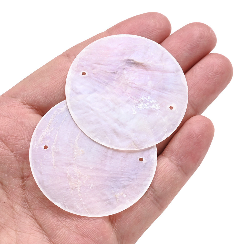 5 cm Large Round Natural Seashell Double-Hole Pendants