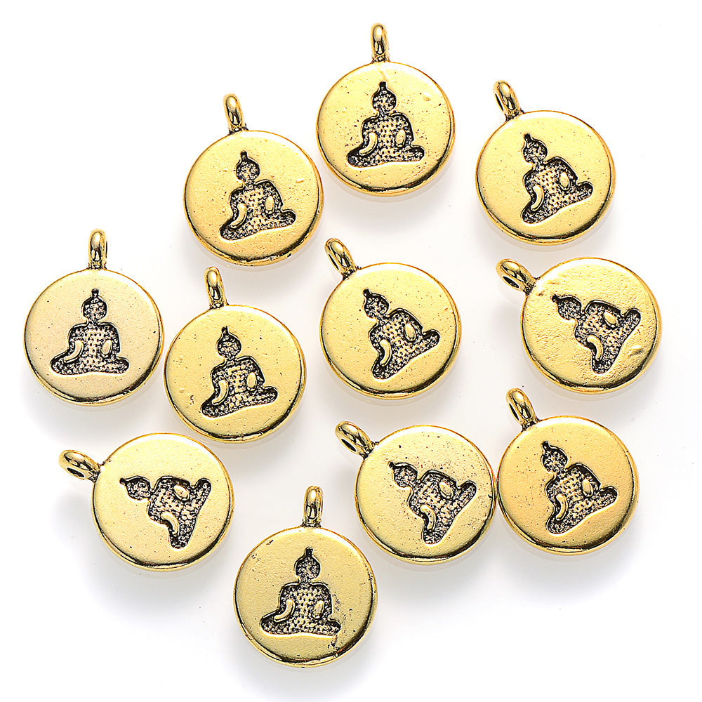 Round Buddha Alloy Pendants