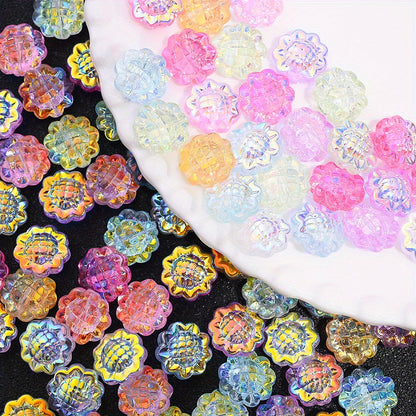 20PCS 15mm Transparent AB Sunflower Glass Jelly Spacer Beads
